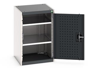 Heavy Duty Bott cubio cupboard with perfo panel lined hinged doors. 525mm wide x 525mm deep x 800mm high with 2 x100kg capacity shelves.... Bott Industial Tool Cupboards with Shelves